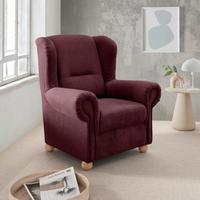 OHRENSESSEL in Mikrofaser Bordeaux  - Wildeiche/Bordeaux, Konventionell, Holz/Textil (92/102/89cm) - Livetastic
