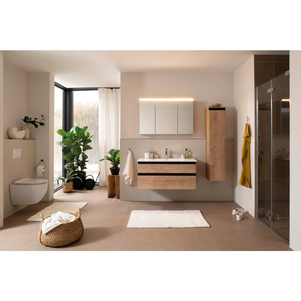 Thumbnail - Schöner Wohnen Midischrank Stockholm, Eiche, Metall, 4 Fächer, 30.2x133.6x30 cm, Goldenes M, Made in Germany, DGM-Emissi...