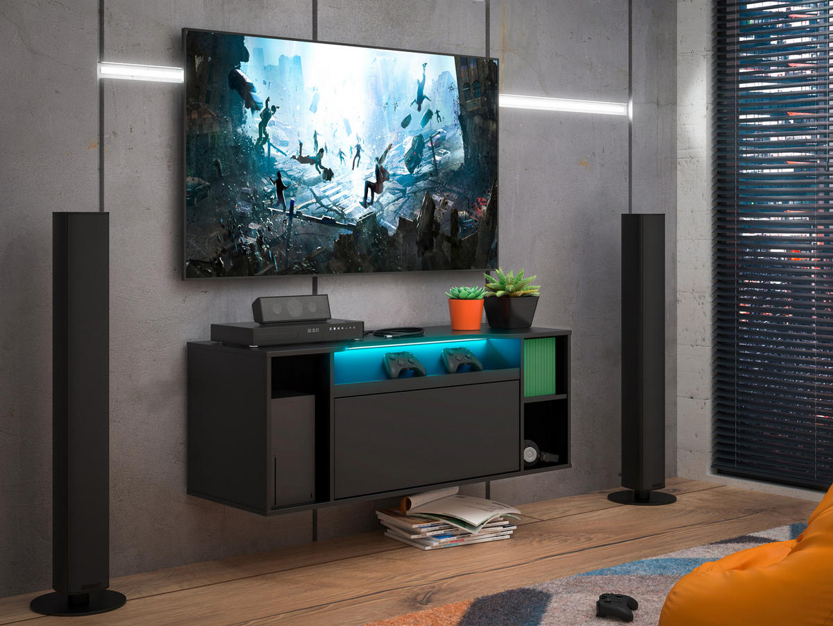 COMODĂ TV 120/45/42 cm  - negru, Modern, plastic/material pe bază de lemn (120/45/42cm) - Hom`in