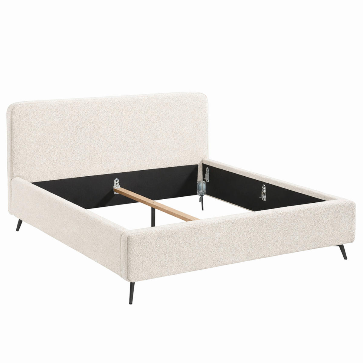 POLSTERBETT 180/200 cm,  in Creme,  - Creme/Schwarz, MODERN, Holz/Textil (180/200cm) - MID.YOU