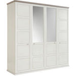 DREHTÜRENSCHRANK 205/209/60 cm 4-türig Grau, Weiß  - Weiß/Grau, LIFESTYLE, Glas/Holzwerkstoff (205/209/60cm) - Hom`in