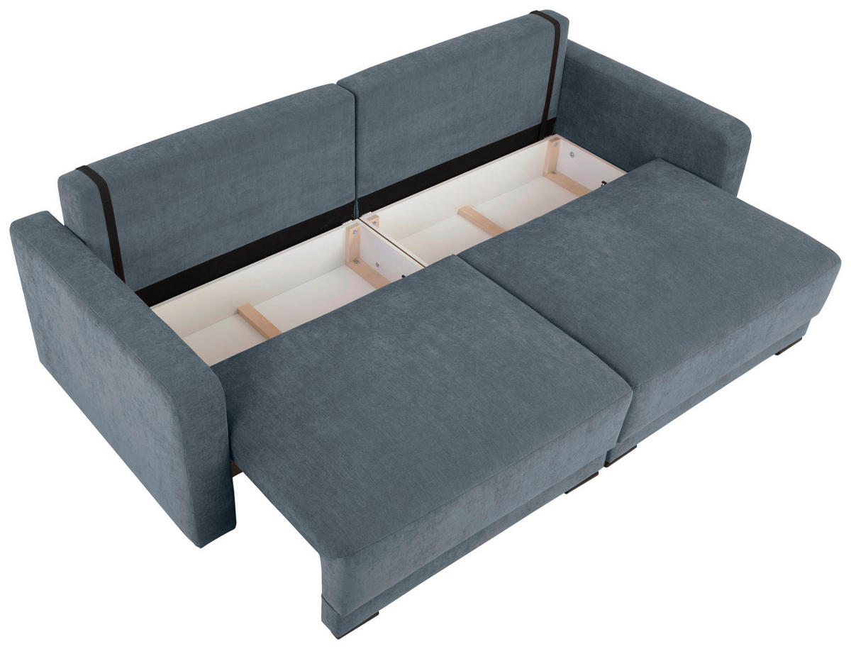 2-SITZER-SOFA in Chenille Blau  - Blau/Schwarz, Konventionell, Kunststoff/Textil (233/90/110cm) - MID.YOU