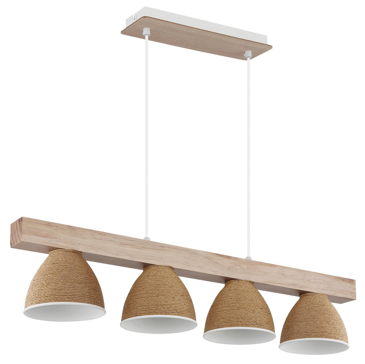 HÄNGELEUCHTE Lyndon 75/15/120 cm   - Braun/Weiß, Natur, Holz/Papier (75/15/120cm) - Globo