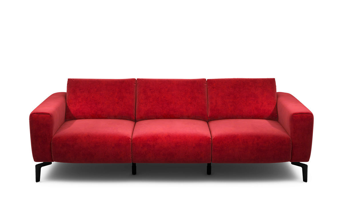 3-SITZER-SOFA Samt Rot  - Rot/Schwarz, Design, Textil/Metall (250/86/86-94cm) - SENSOO