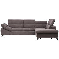 ECKSOFA in Mikrofaser Graubraun  - Graubraun/Schwarz, Design, Kunststoff/Textil (279/210cm) - Livetastic