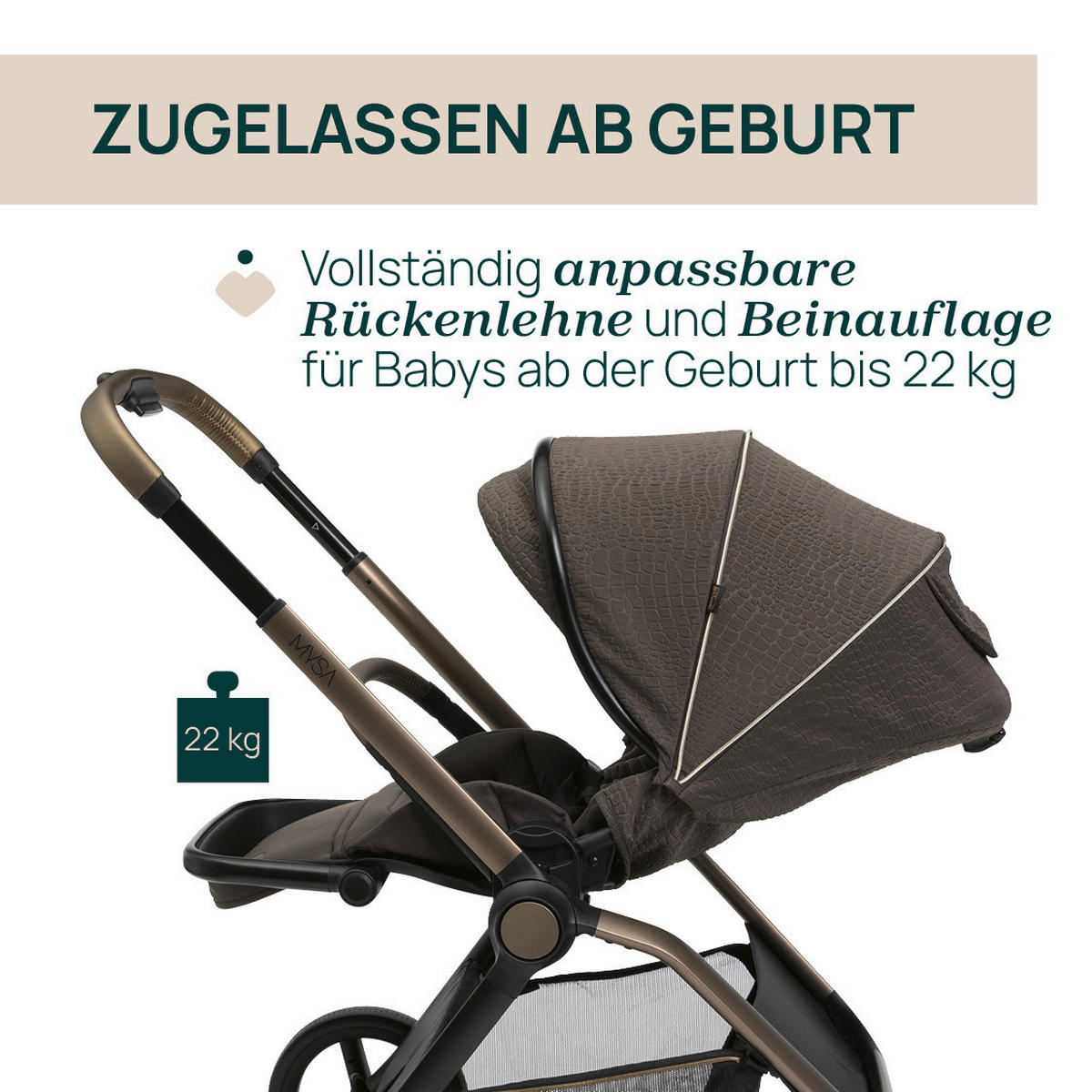 BUGGY MYSA  - Bronzefarben, Basics, Textil/Metall (56/89/92-108cm) - Chicco