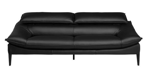 3-SITZER-SOFA Echtleder Schwarz  - Schwarz, Design, Leder/Metall (222/78/108cm) - Belluti