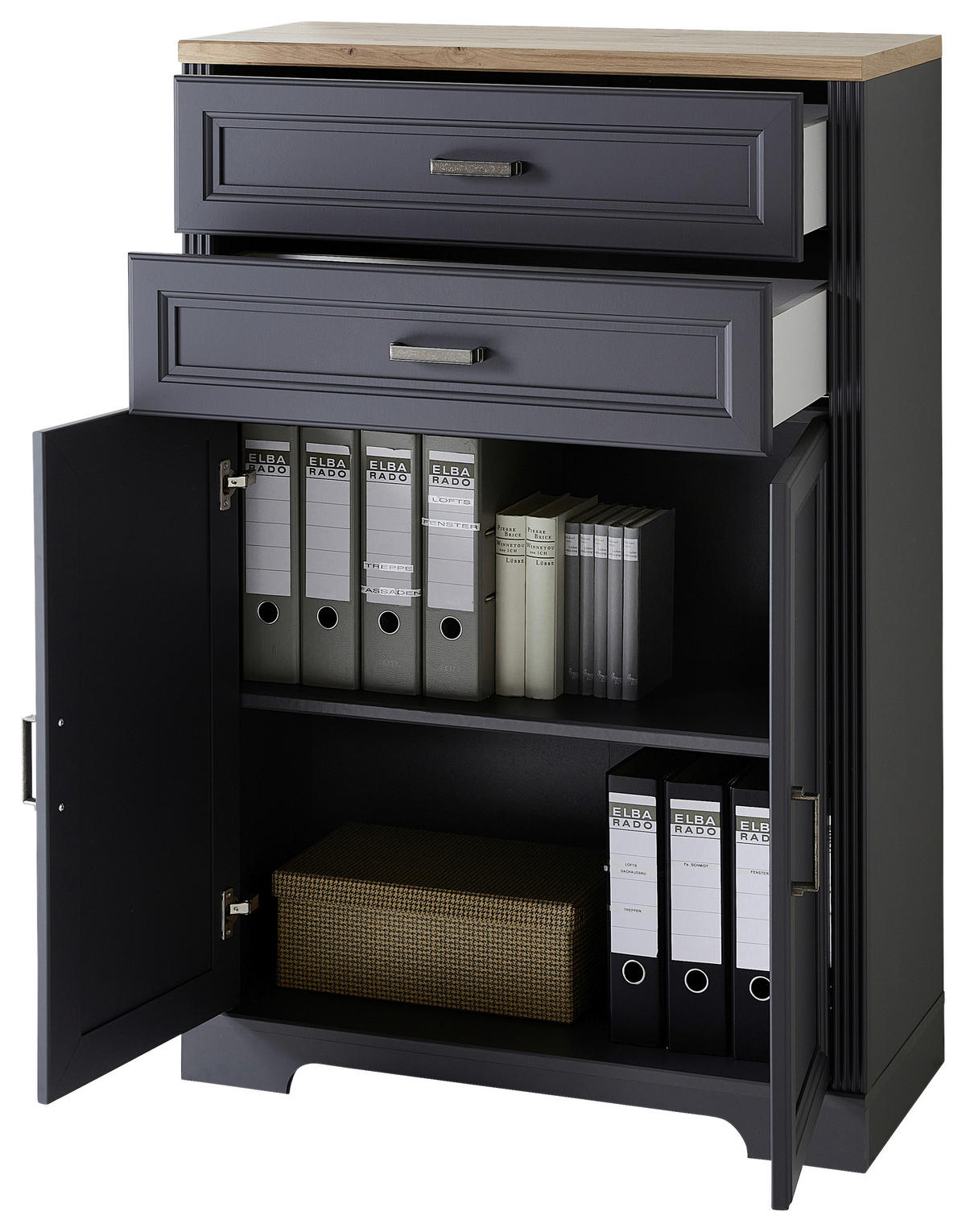 KOMMODE  in 86/127/38 cm  - Titanfarben/Graphitfarben, KONVENTIONELL, Holzwerkstoff/Metall (86/127/38cm) - Carryhome