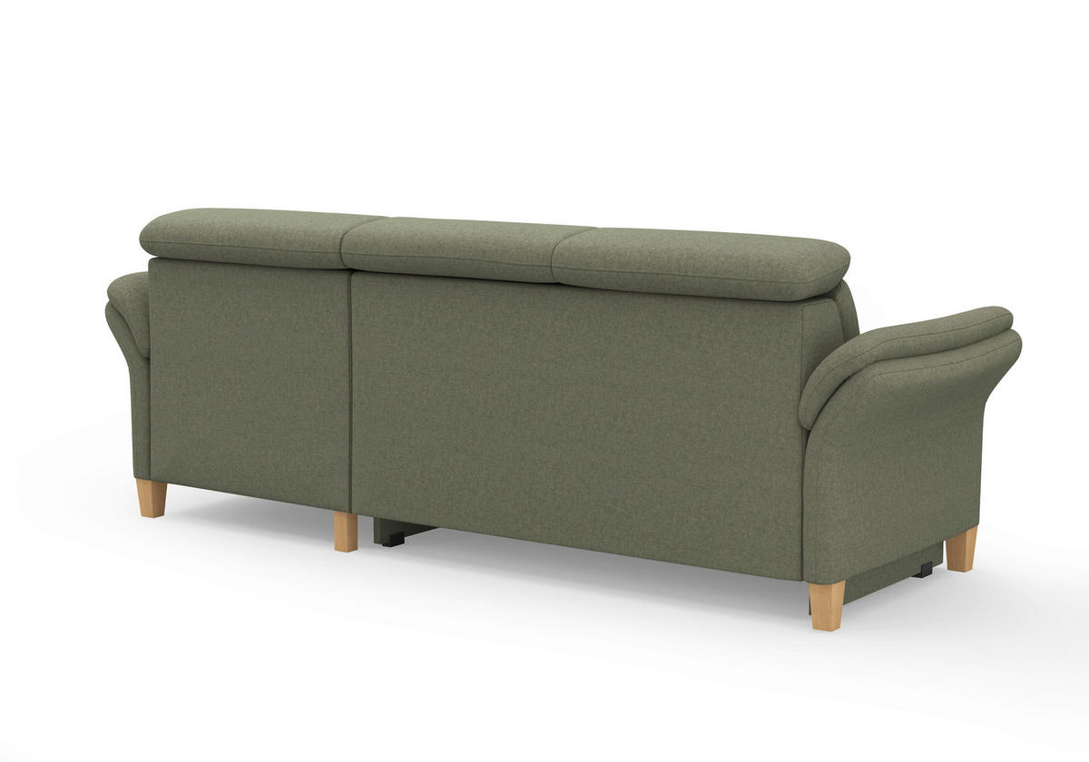 ECKSOFA GLENDALE E Olivgrün Flachgewebe  - Eichefarben/Olivgrün, KONVENTIONELL, Holz/Textil (253/166cm) - Sit & More