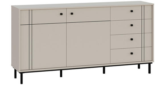 SIDEBOARD in 160,2/81,8/37 cm - Kaschmir/Schwarz, MODERN, Holzwerkstoff/Kunststoff (160,2/81,8/37cm) - Carryhome