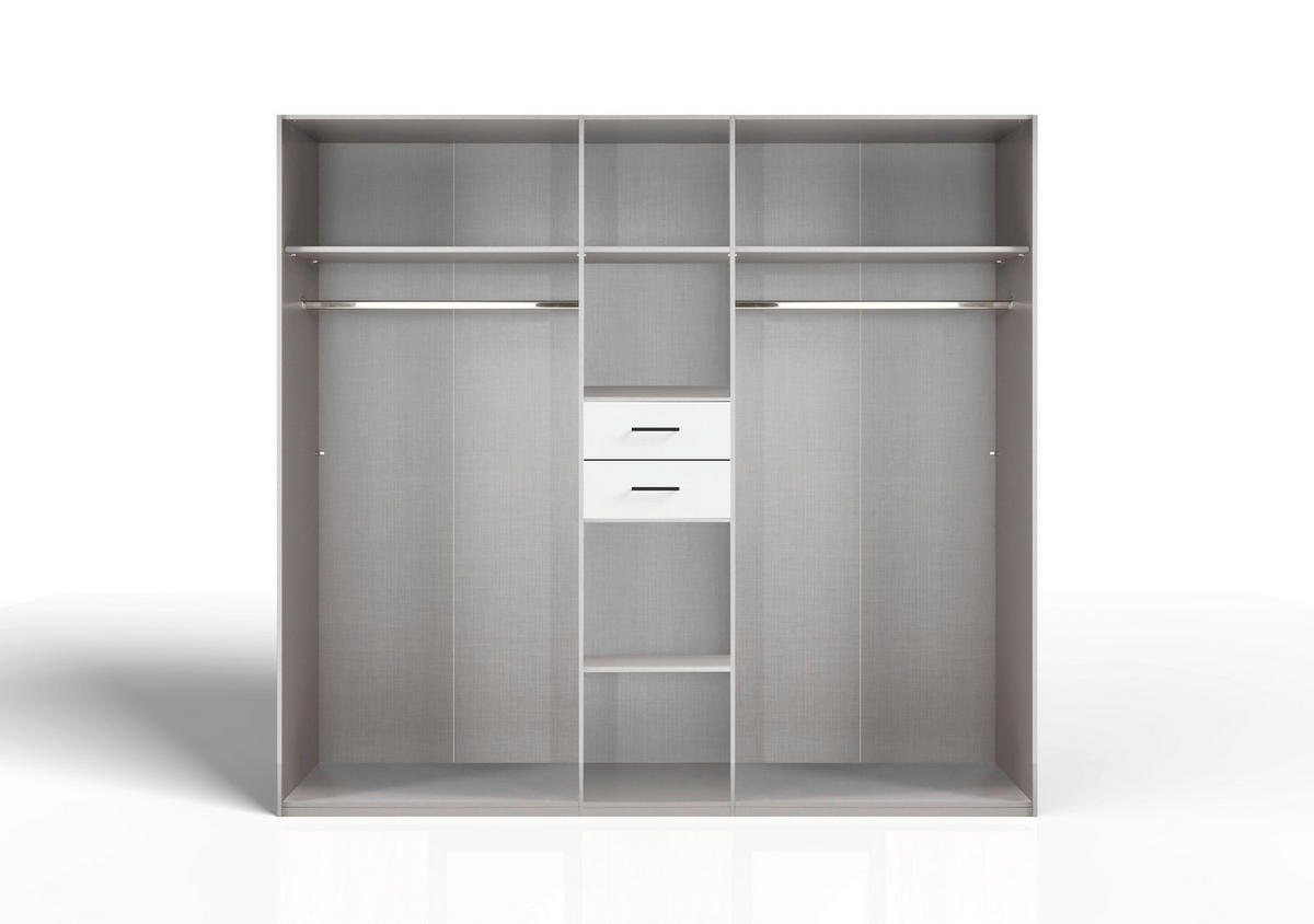 KLEIDERSCHRANK Weiss, Eichefarben  - Weiss/Eichefarben, Modern, Glas/Holz (225/208/58cm) - P & B