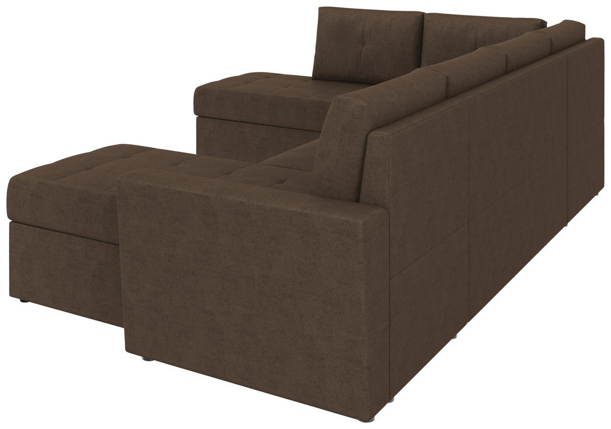 WOHNLANDSCHAFT TERMOLI Braun Jacquard  - Schwarz/Braun, Design, Kunststoff/Textil (155/296/155cm) - MID.YOU