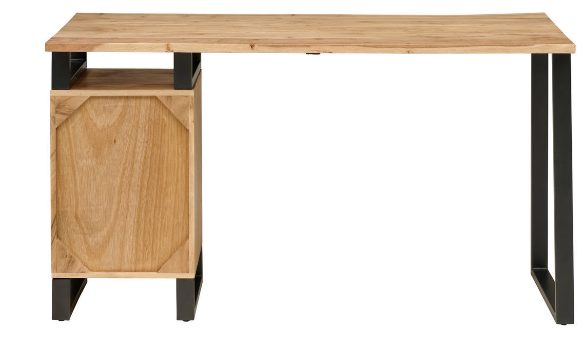 SCHREIBTISCH 145/60/80 cm Schwarz, Akaziefarben  - Schwarz/Akaziefarben, MODERN, Holz/Metall (145/60/80cm) - Livetastic