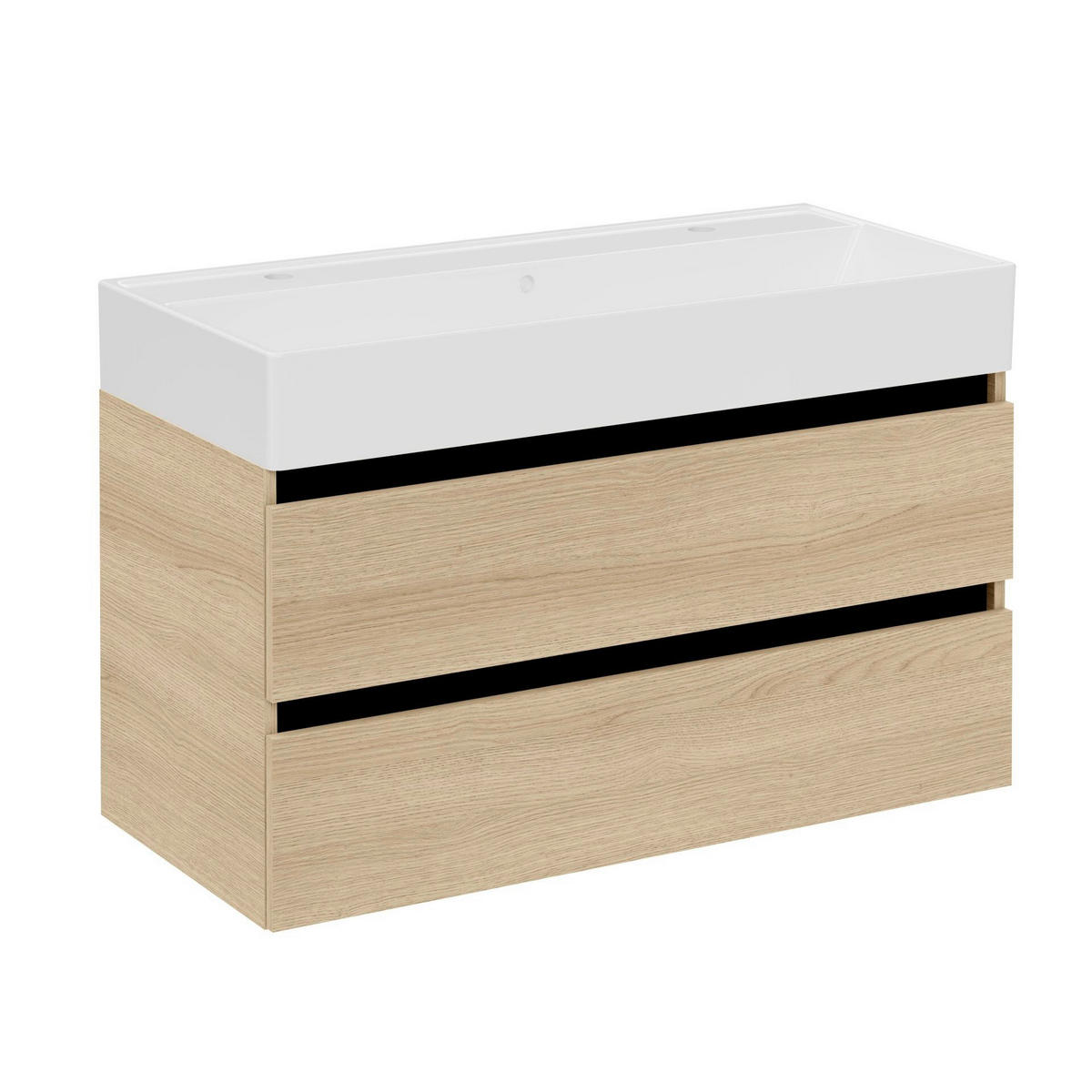 WASCHTISCHKOMBI 100,5 cm  - Eichefarben/Weiß, MODERN, Keramik/Holzwerkstoff (100,5cm) - Voleo
