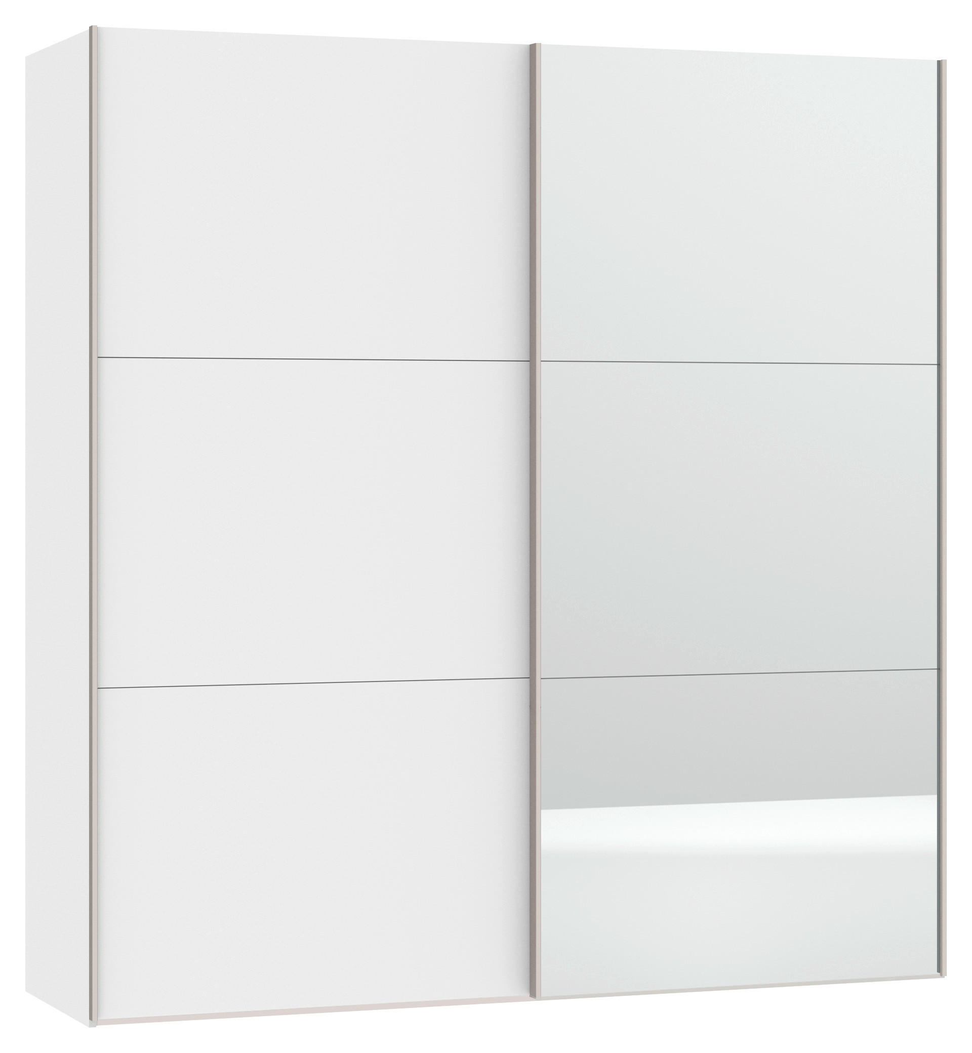 SCHWEBETÜRENSCHRANK 203/215/65 cm 2-türig Weiß  - Edelstahlfarben/Weiß, Design, Glas/Holzwerkstoff (203/215/65cm) - Boxxx