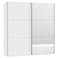 SCHWEBETÜRENSCHRANK 203/215/65 cm 2-türig Weiß  - Edelstahlfarben/Weiß, Design, Glas/Holzwerkstoff (203/215/65cm) - Boxxx