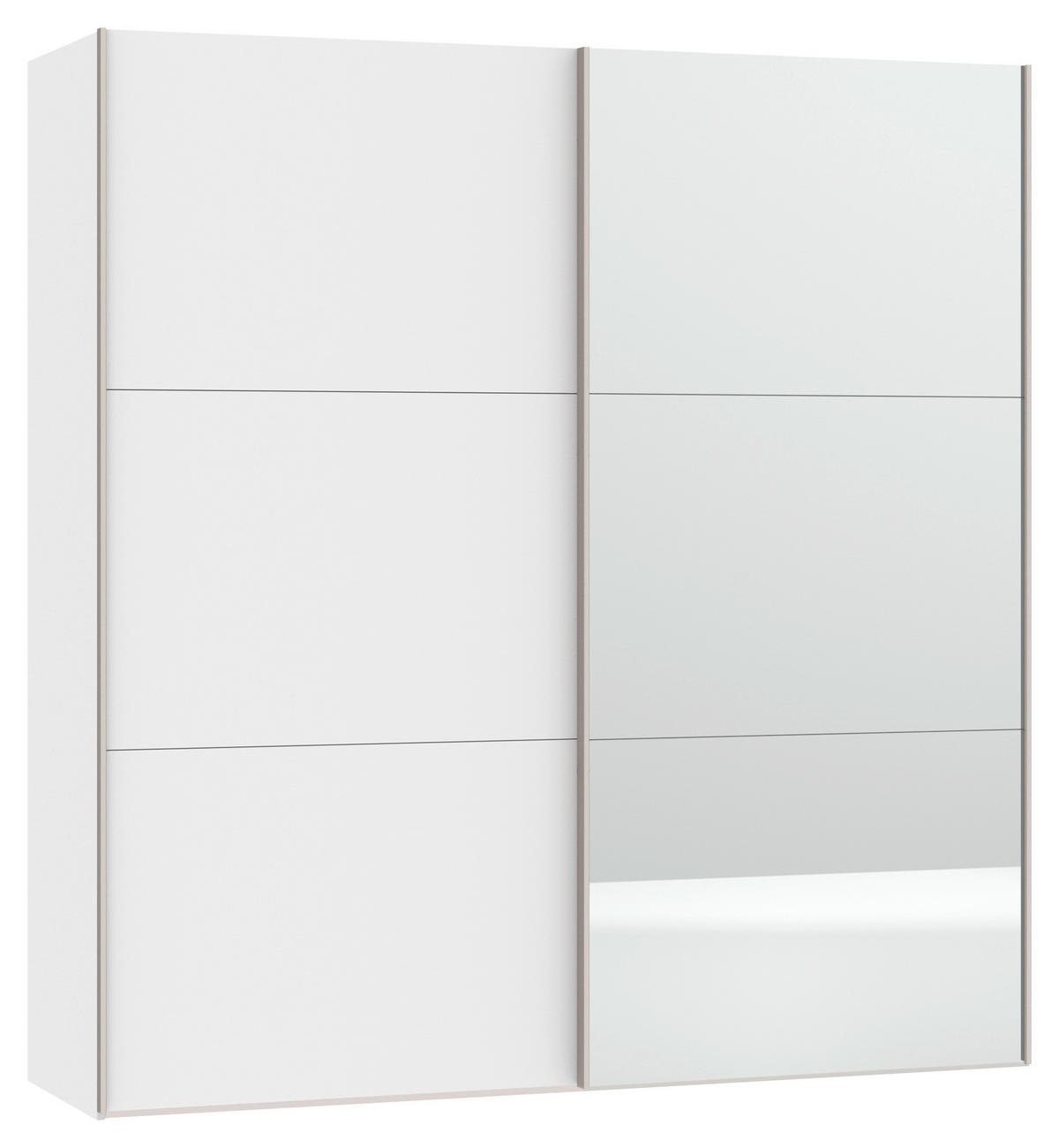 SCHWEBETÜRENSCHRANK 203/215/65 cm 2-türig Weiß  - Edelstahlfarben/Weiß, Design, Glas/Holzwerkstoff (203/215/65cm) - Boxxx