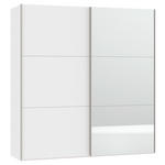 SCHWEBETÜRENSCHRANK  in Weiß  - Edelstahlfarben/Weiß, Design, Glas/Holzwerkstoff (203/215/65cm) - Carryhome