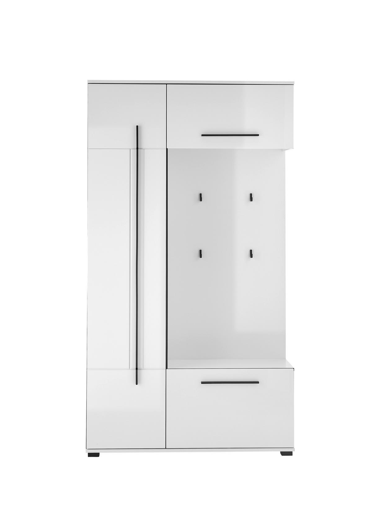 GARDEROBE  in 111/201/39 cm  - Weiß Hochglanz/Weiß, MODERN, Holzwerkstoff (111/201/39cm) - MID.YOU