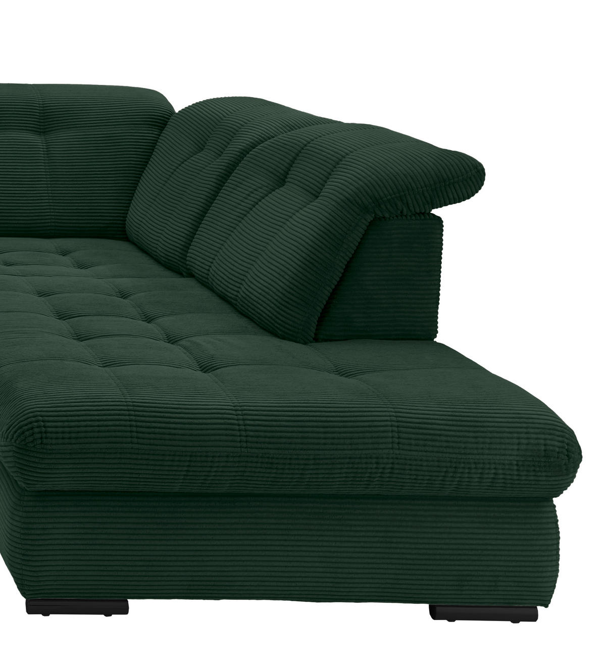 WOHNLANDSCHAFT in Cord Dunkelgrün  - Dunkelgrün/Schwarz, Modern, Textil/Metall (184/387/252cm) - Livetastic