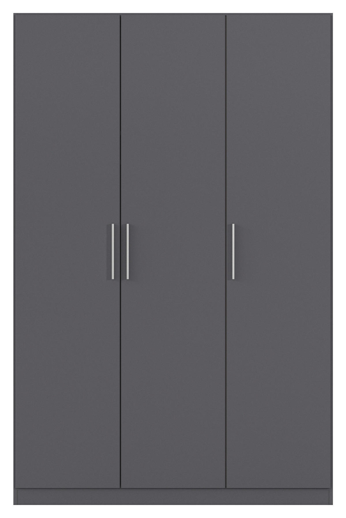 DREHTÜRENSCHRANK 135/210/54 cm,  in Grau, 3-türig  - Alufarben/Grau, KONVENTIONELL, Holzwerkstoff/Kunststoff (135/210/54cm) - home24