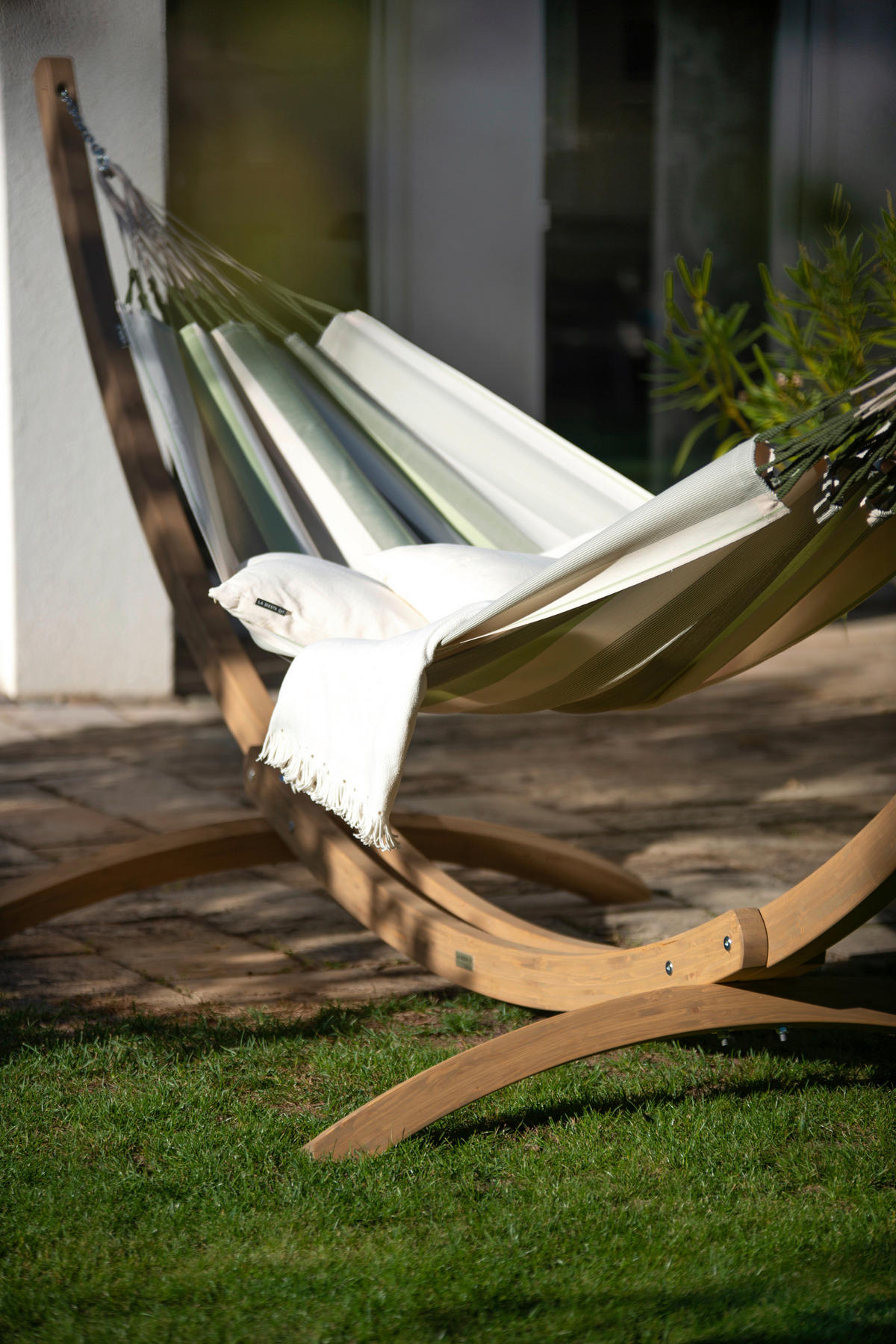 HÄNGEMATTE double outdoor  - Weiß/Hellgrün, KONVENTIONELL, Textil (160/350cm) - La Siesta