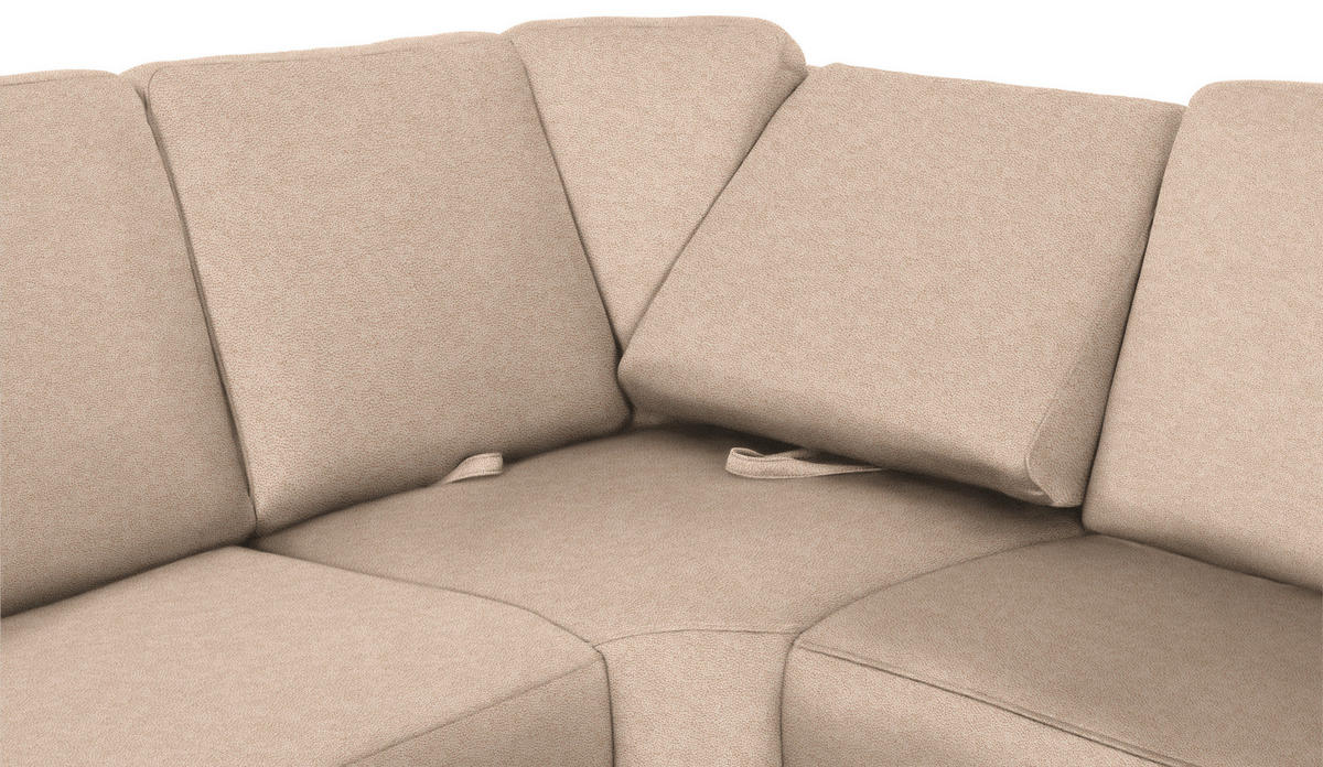 WOHNLANDSCHAFT Beige Flachgewebe  - Chromfarben/Beige, KONVENTIONELL, Textil/Metall (240/336/163cm) - Beldomo System