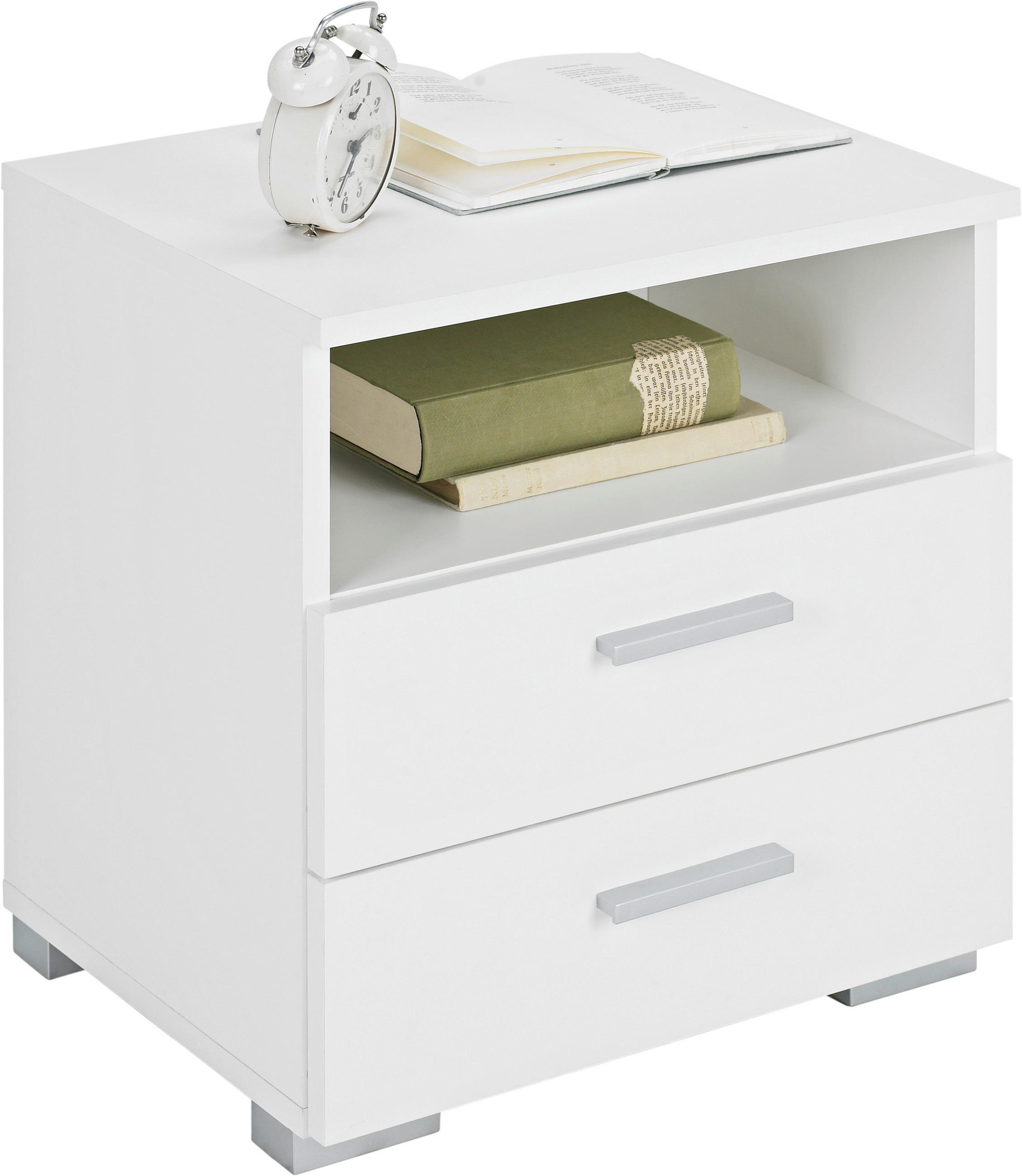 NACHTSCHRANK 45/47/35 cm  - Alufarben/Weiß, KONVENTIONELL, Holzwerkstoff/Kunststoff (45/47/35cm) - Carryhome