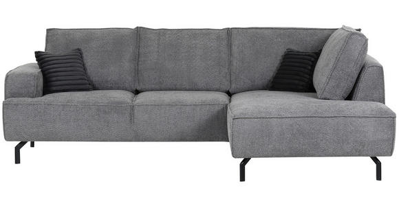 ECKSOFA Grau Teddystoff  - Anthrazit/Schwarz, KONVENTIONELL, Textil/Metall (270/190cm) - Carryhome