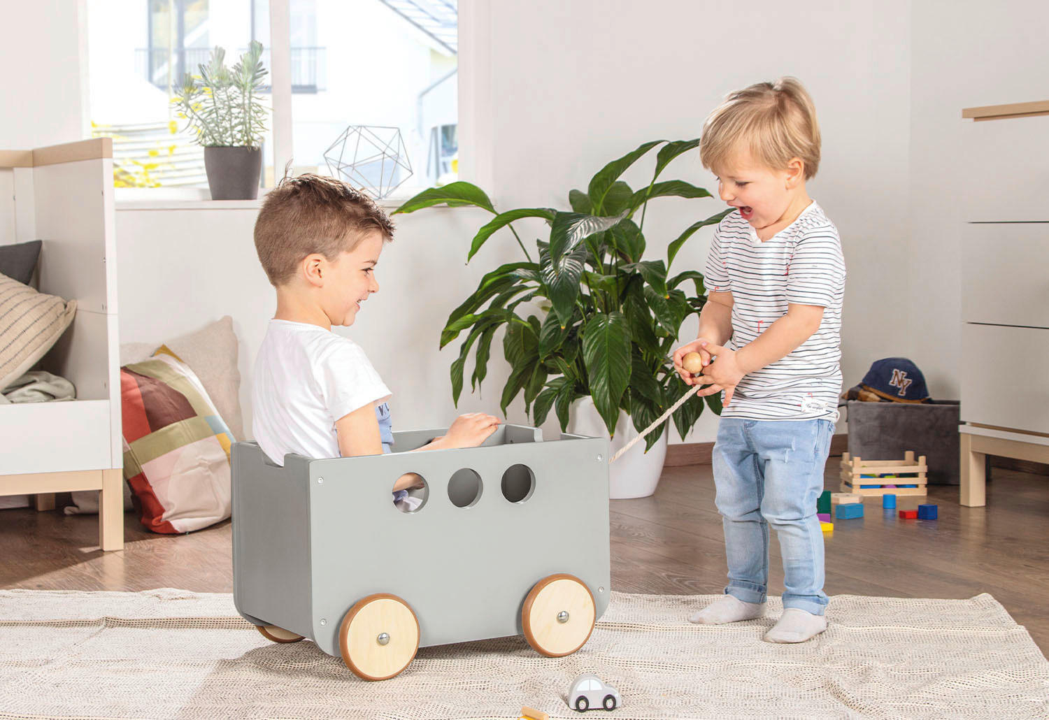 SPIELZEUGBOX JIM  - Grau, Basics, Holzwerkstoff (50/36/36cm) - Pinolino