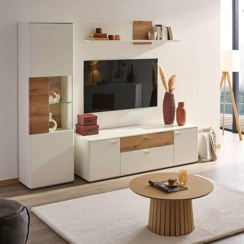 LOWBOARD  in 180/55/50 cm  - Eichefarben/Silberfarben, Design, Holzwerkstoff/Kunststoff (180/55/50cm) - Stylife