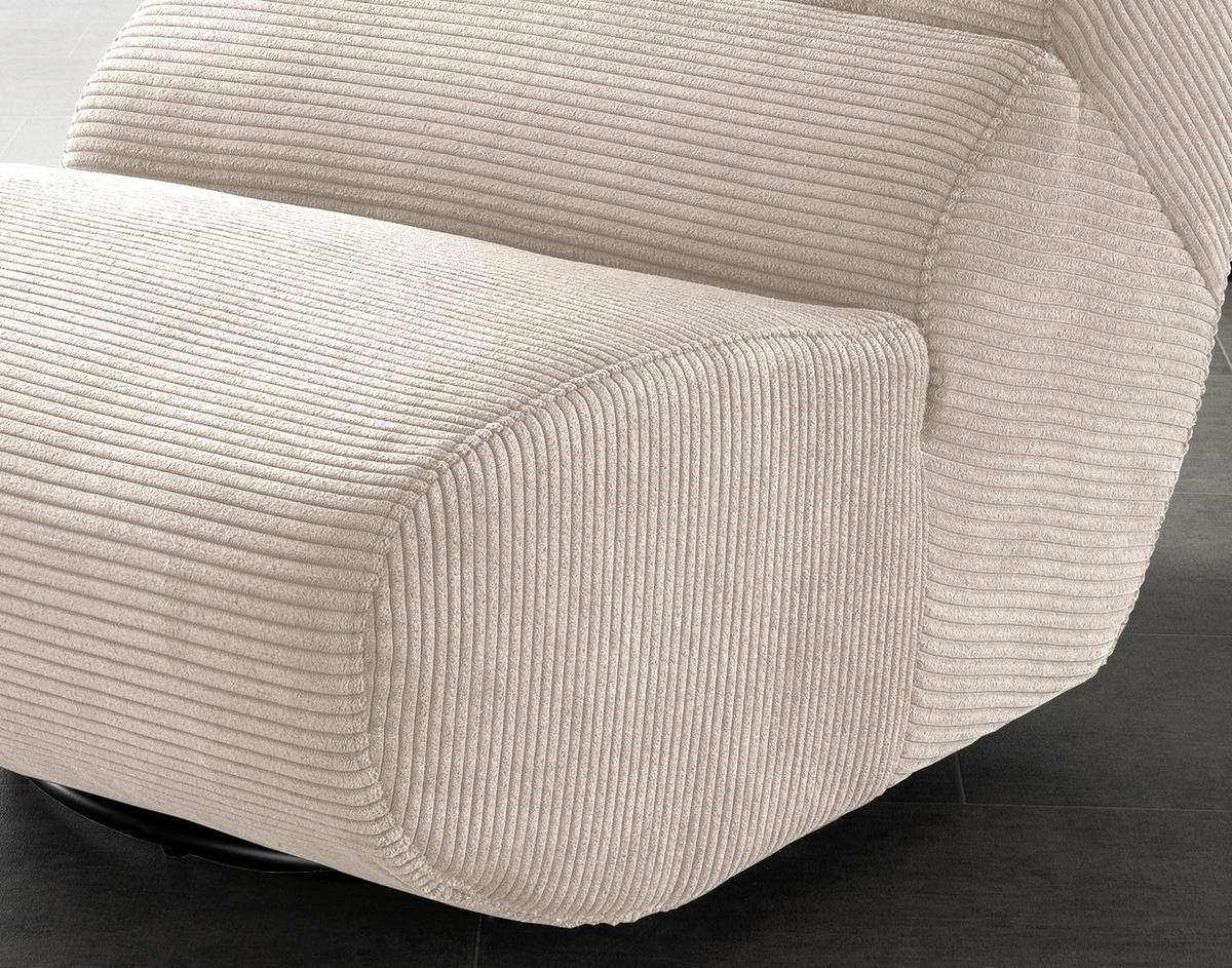 SESSEL in Cord Beige  - Beige/Schwarz, Design, Textil/Metall (74/85/105cm) - Livetastic
