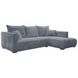 ECKSOFA in Cord Grau  322/208 cm  - Schwarz/Grau, MODERN, Holz/Textil (322/208cm) - Carryhome