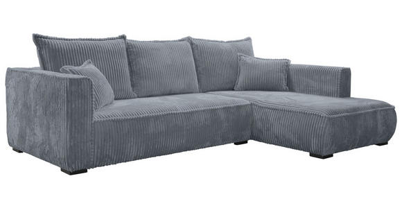 ECKSOFA in Cord Grau  322/208 cm  - Schwarz/Grau, MODERN, Holz/Textil (322/208cm) - Carryhome