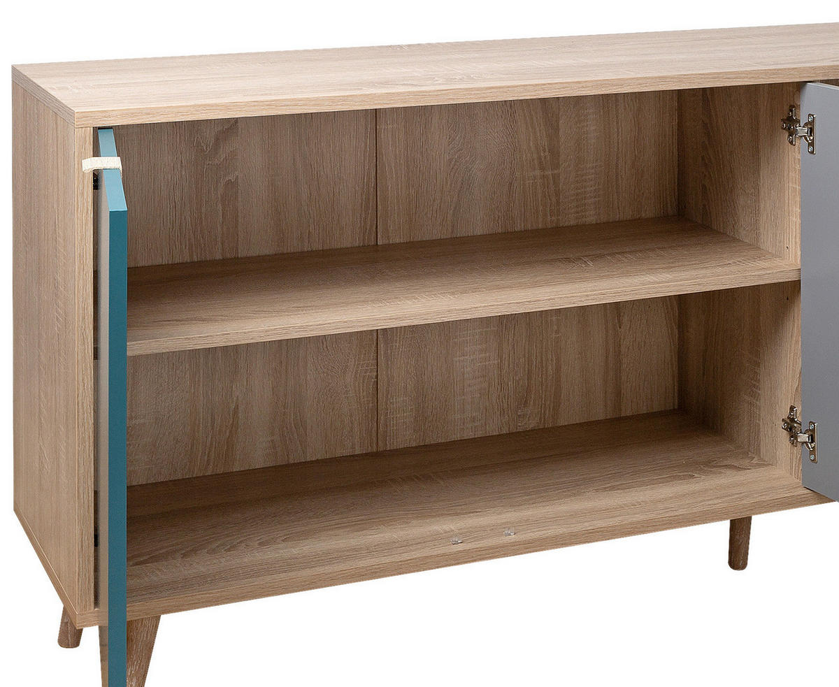 SIDEBOARD  in 180/71/40 cm  - Eichefarben/Petrol, Trend, Holzwerkstoff (180/71/40cm) - MID.YOU