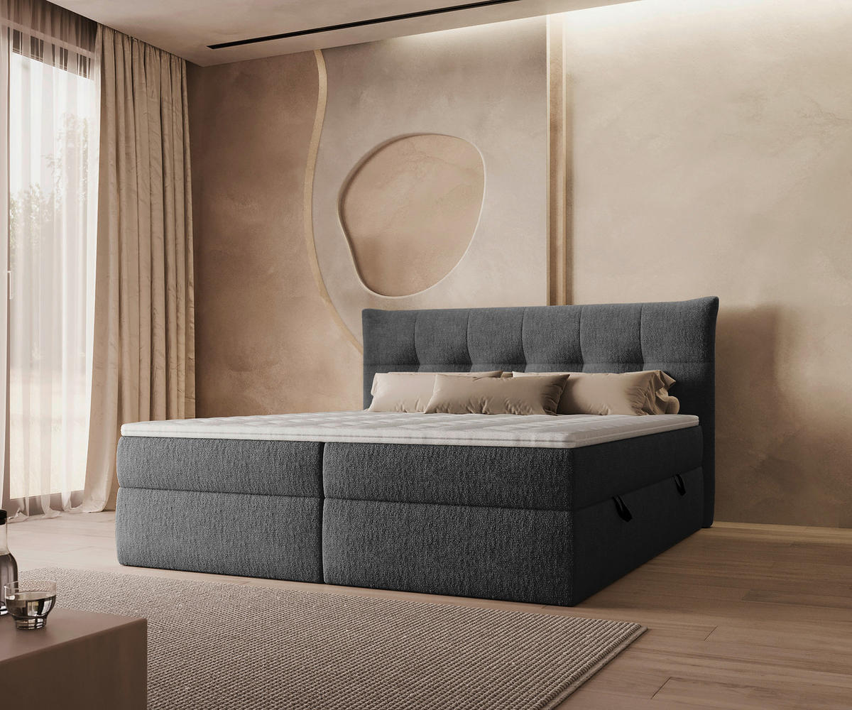 BOXBETT 180/200 cm  in Anthrazit  - Anthrazit/Schwarz, MODERN, Holz/Holzwerkstoff (180/200cm) - Boxxx