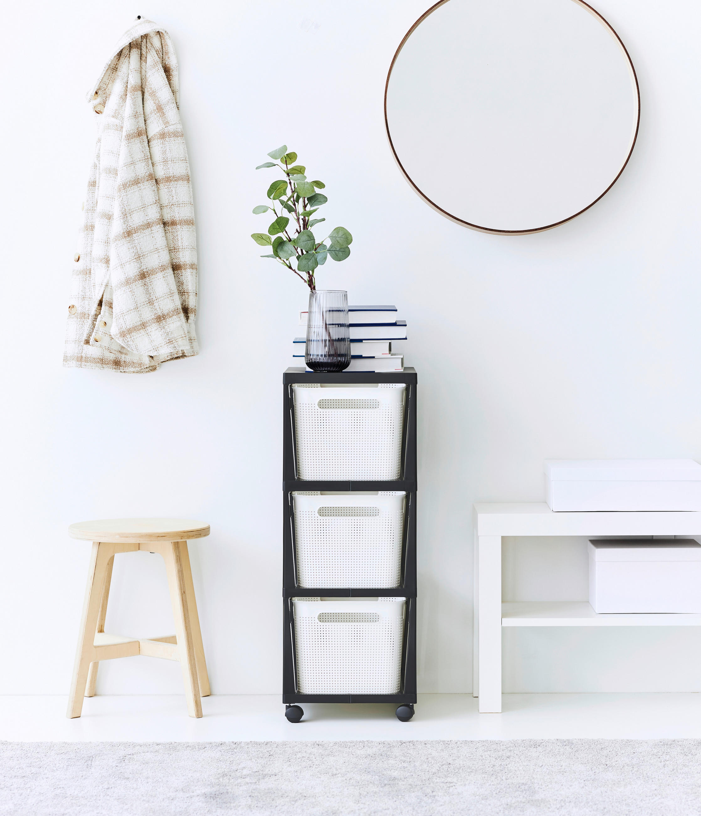 UNIVERZÁLNÍ VOZÍK, 36,6/29,6/77 cm - bílá/antracitová, Basics, plast (36,6/29,6/77cm) - Rotho