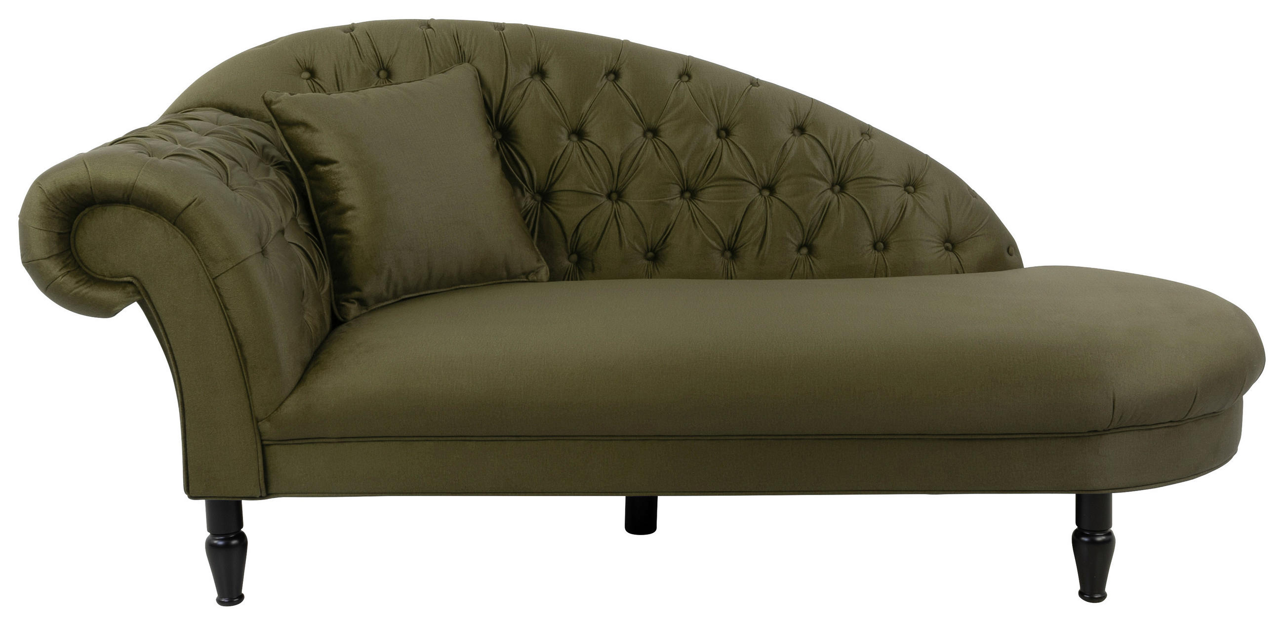 RÉCAMIERE in Velours Olivgrün - Schwarz/Olivgrün, Design, Holz/Textil (216/91/103cm) - MID.YOU