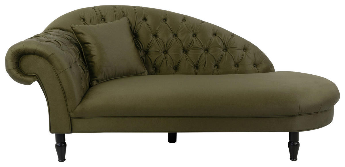 RÉCAMIERE in Velours Olivgrün  - Schwarz/Olivgrün, Design, Holz/Textil (216/91/103cm) - MID.YOU