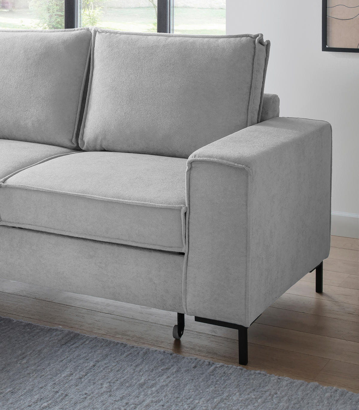 KUTNA GARNITURA tekstil  srebrne boje   - srebrne boje/crna, Moderno, tekstil/metal (150/240cm) - Livetastic