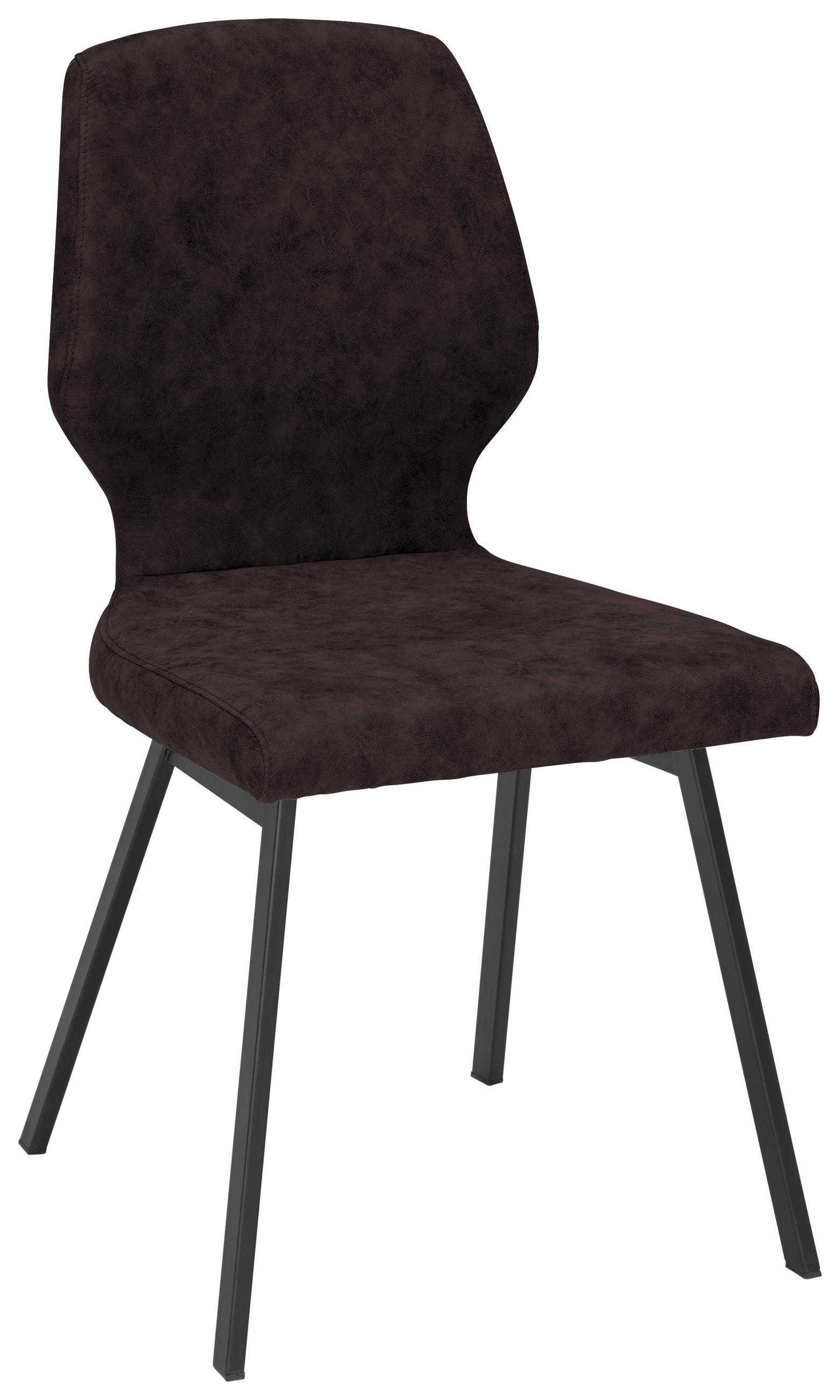 STUHL  in Eisen Mikrofaser  - Dunkelbraun/Schwarz, Modern, Textil/Metall (46/91/61cm) - Venda