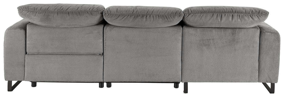 ECKSOFA in Cord Dunkelgrau  - Dunkelgrau/Schwarz, Konventionell, Textil/Metall (180/266cm) - Hom`in