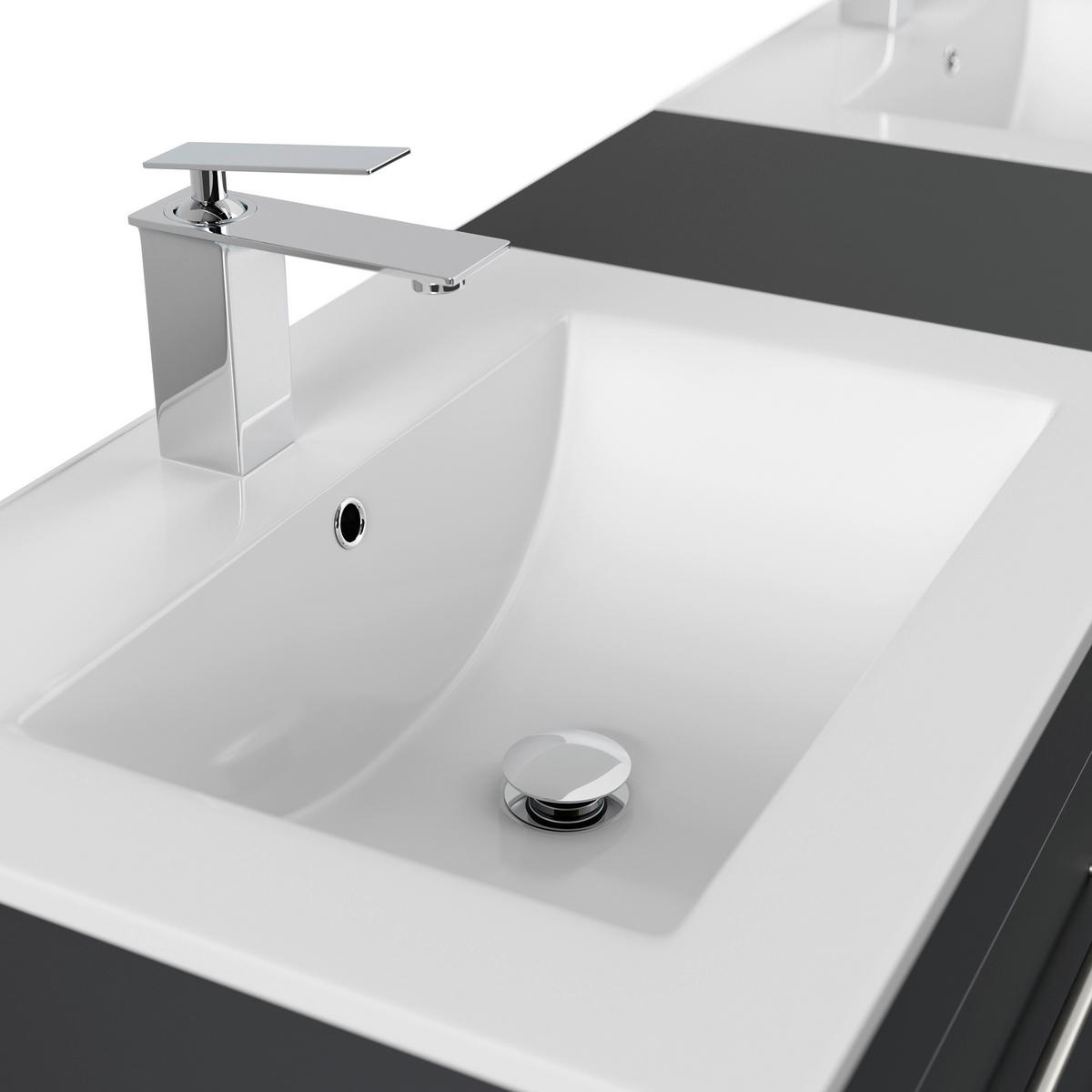 WASCHTISCHKOMBI 153 cm  - Graphitfarben/Weiß, Basics, Keramik/Holzwerkstoff (153cm) - MID.YOU