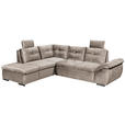 ECKSOFA Creme Mikrovelours  - Creme/Schwarz, KONVENTIONELL, Kunststoff/Textil (217/265cm) - Carryhome