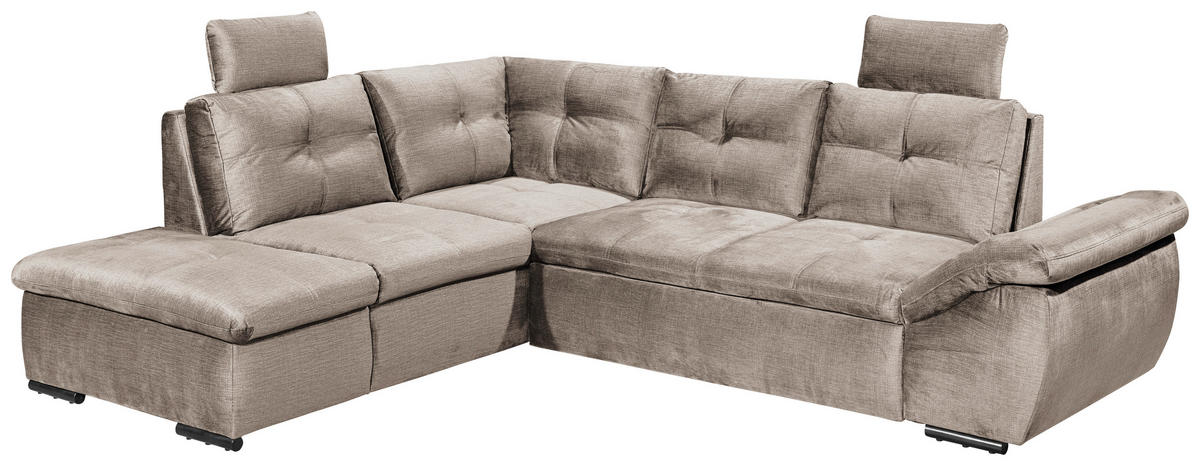 ECKSOFA in Mikrovelours Creme  - Creme/Schwarz, Konventionell, Kunststoff/Textil (217/265cm) - Carryhome