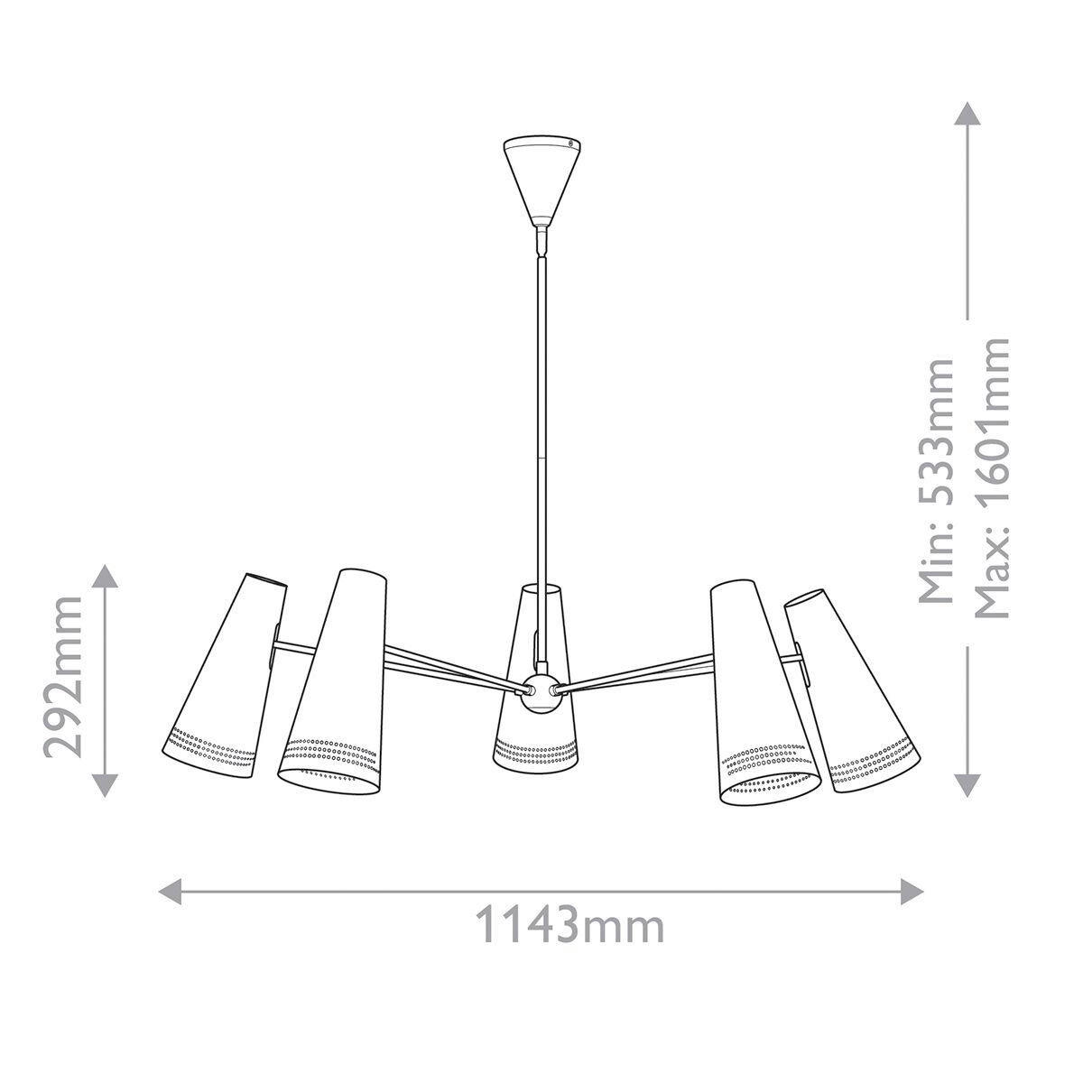 KRONLEUCHTER Alora 114,3/29,2 cm  - Schwarz, Design, Leder/Metall (114,3/29,2cm) - Elstead Lighting