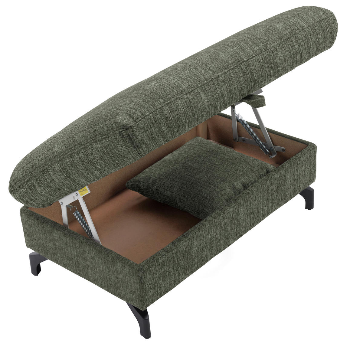 ECKSOFA in Flachgewebe, Leinenoptik Grün  - Schwarz/Grün, Modern, Textil/Metall (247/208cm) - Xora