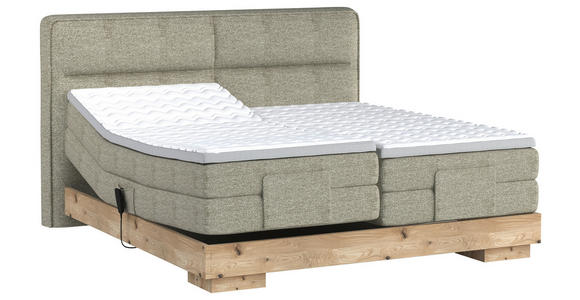 BOXSPRINGBETT 180/200 cm in Eichefarben, Olivgrün - Eichefarben/Olivgrün, Natur, Holz/Textil (180/200cm) - Valnatura