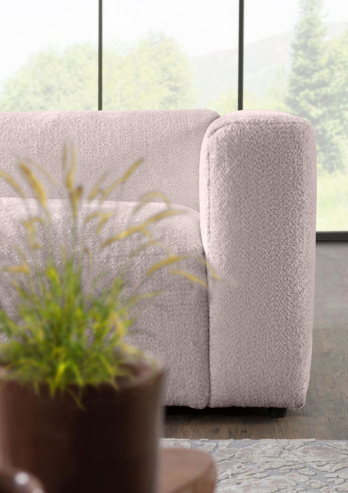 ECKSOFA Rosa Chenille  - Creme/Schwarz, MODERN, Kunststoff/Textil (178/323cm) - Carryhome