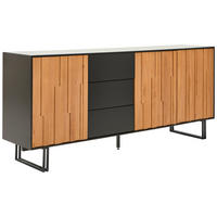 SIDEBOARD  180/77,5/40 cm 3 Schublade(n)  - Eichefarben/Schwarz, Trend, Holz/Holzwerkstoff (180/77,5/40cm) - Xora